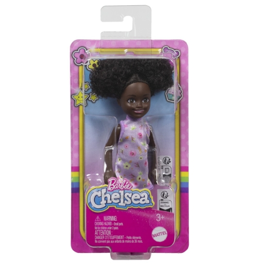 Imagine BARBIE PAPUSA CHELSEA CREOLA CU PAR AFRO SI ROCHITA MOV