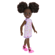 Imagine BARBIE PAPUSA CHELSEA CREOLA CU PAR AFRO SI ROCHITA MOV