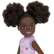 Imagine BARBIE PAPUSA CHELSEA CREOLA CU PAR AFRO SI ROCHITA MOV