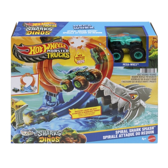 Imagine HOT WHEELS MONSTER TRUCKS PISTA SPIRALA IZBIREA RECHINULUI CU 1 MASINUTA MEGA WREX INCLUSA 