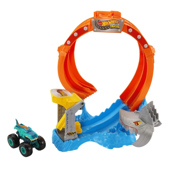 Imagine HOT WHEELS MONSTER TRUCKS PISTA SPIRALA IZBIREA RECHINULUI CU 1 MASINUTA MEGA WREX INCLUSA 