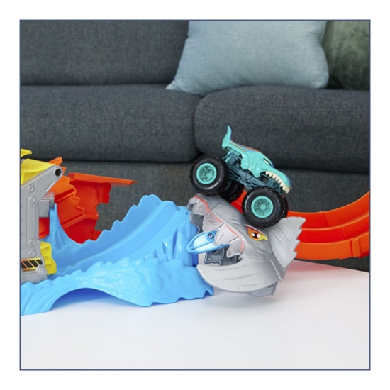 Imagine HOT WHEELS MONSTER TRUCKS PISTA SPIRALA IZBIREA RECHINULUI CU 1 MASINUTA MEGA WREX INCLUSA 