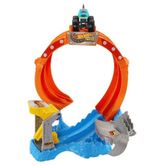 Imagine HOT WHEELS MONSTER TRUCKS PISTA SPIRALA IZBIREA RECHINULUI CU 1 MASINUTA MEGA WREX INCLUSA 