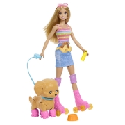 Imagine BARBIE PETS SET PAPUSA BARBIE CU PATINE CU ROTILE CATEL SI ACCESORII