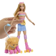 Imagine BARBIE PETS SET PAPUSA BARBIE CU PATINE CU ROTILE CATEL SI ACCESORII