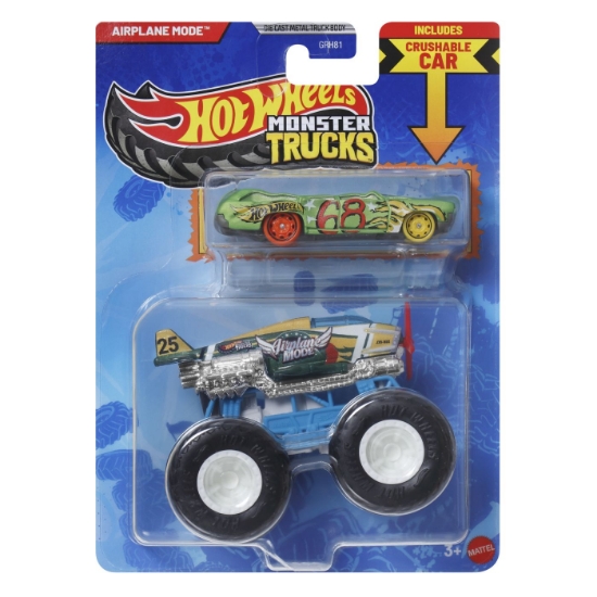 Imagine HOT WHEELS MONSTER TRUCK SI MASINUTA METALICA AIRPLANE MODE