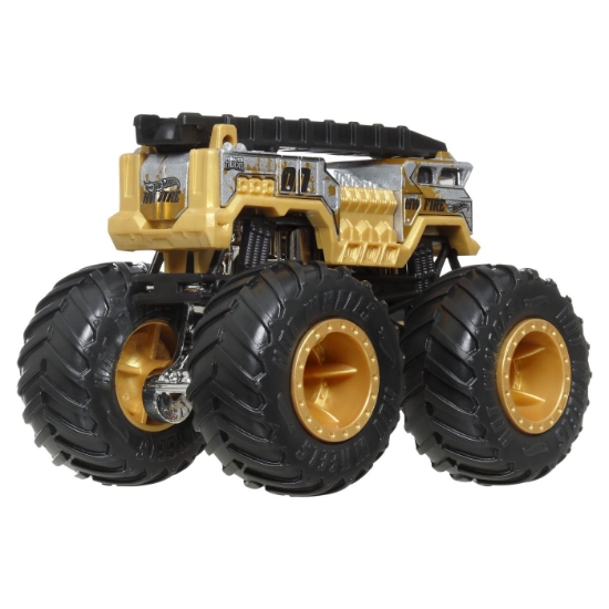 Imagine HOT WHEELS MONSTER TRUCK SI MASINUTA METALICA 5 ALARM AURIU