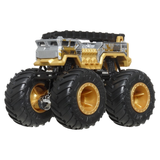 Imagine HOT WHEELS MONSTER TRUCK SI MASINUTA METALICA 5 ALARM AURIU