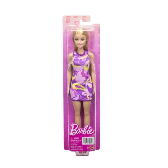 Imagine PAPUSA BARBIE BLONDA CU ROCHIE MULTICOLORA