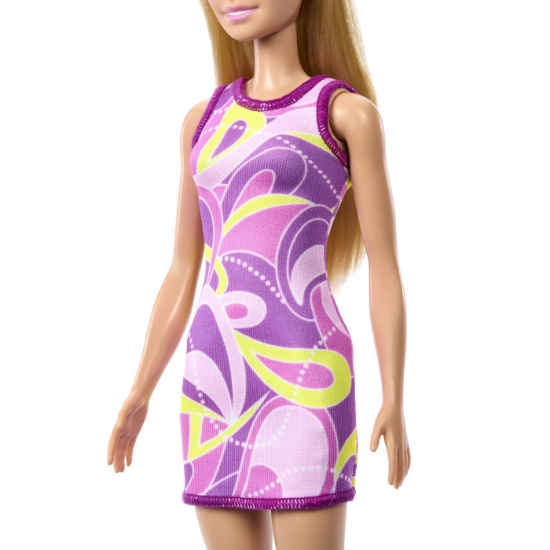 Imagine PAPUSA BARBIE BLONDA CU ROCHIE MULTICOLORA