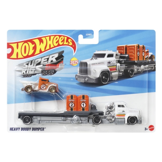 Imagine SET CAMION SI MASINA HOT WHEELS SUPER RIGS HEAVY DOODY DUMPER