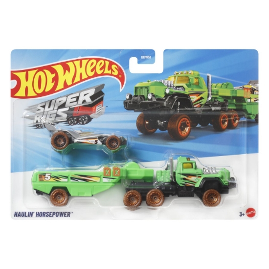 Imagine SET CAMION SI MASINA SPORT HOT WHEELS HAULIN HORSEPOWER