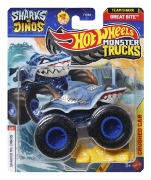 Imagine HOT WHEELS MONSTER TRUCK SHARKS VS DINOS MASINUTA GREAT BITE ECHIPA SHARK SCARA 1 LA 64