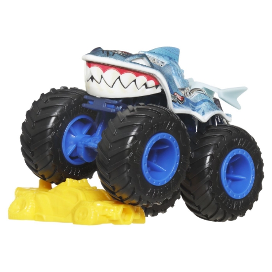 Imagine HOT WHEELS MONSTER TRUCK SHARKS VS DINOS MASINUTA GREAT BITE ECHIPA SHARK SCARA 1 LA 64