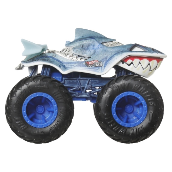 Imagine HOT WHEELS MONSTER TRUCK SHARKS VS DINOS MASINUTA GREAT BITE ECHIPA SHARK SCARA 1 LA 64