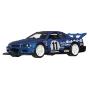Imagine HOT WHEELS MASINUTA METALICA CU SISTEM PULL BACK NISSAN SKYLINE GT R R34 1999 NIGHT BURNERZ SCARA 1 LA 43