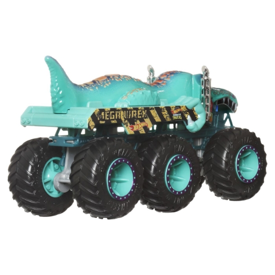 Imagine HOT WHEELS MONSTER TRUCK BIG RIGS MASINUTA METALICA CU 6 ROTI MEGA-WREX TURCOAZ SCARA 1 LA 64
