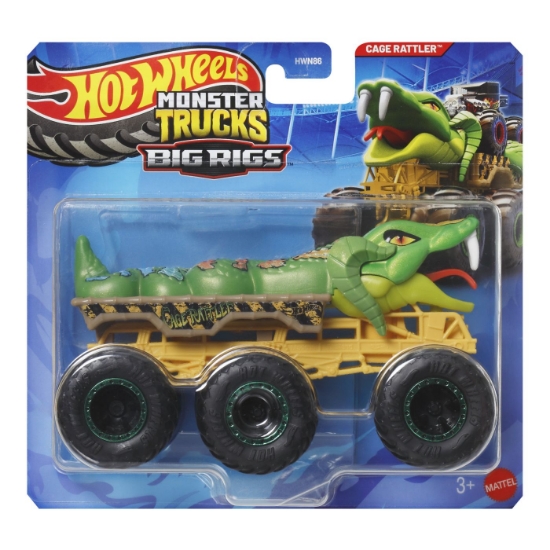 Imagine HOT WHEELS MONSTER TRUCK BIG RIGS MASINUTA METALICA CU 6 ROTI CAGE RATTLER SCARA 1 LA 64