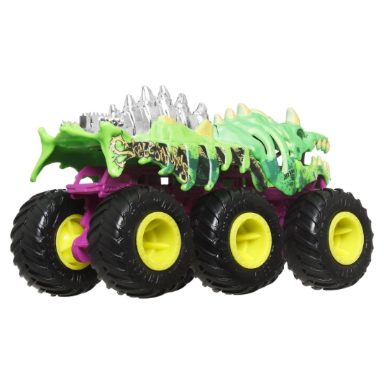 Imagine HOT WHEELS MONSTER TRUCK BIG RIGS MASINUTA METALICA CU 6 ROTI SKELESAURUS SCARA 1 LA 64