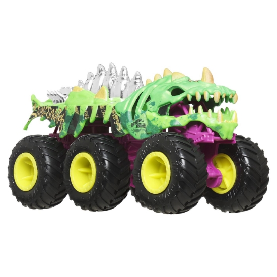 Imagine HOT WHEELS MONSTER TRUCK BIG RIGS MASINUTA METALICA CU 6 ROTI SKELESAURUS SCARA 1 LA 64