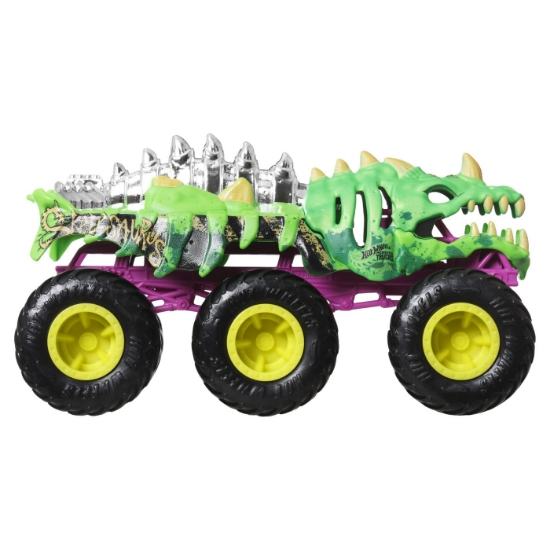 Imagine HOT WHEELS MONSTER TRUCK BIG RIGS MASINUTA METALICA CU 6 ROTI SKELESAURUS SCARA 1 LA 64