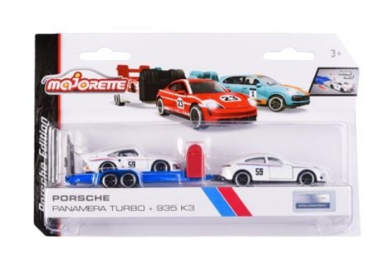 Imagine MAJORETTE SET 2 MASINUTE SI REMORCA PORSCHE PANAMERA SCARA 1:64