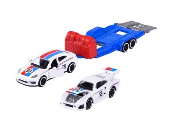 Imagine MAJORETTE SET 2 MASINUTE SI REMORCA PORSCHE PANAMERA SCARA 1:64