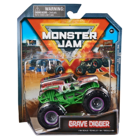 Imagine MONSTER JAM MASINUTA METALICA GRAVE DIGGER SCARA 1 LA 64