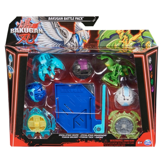 Imagine BAKUGAN SET DE LUPTA SPECIAL ATTACK VENTRI, SPECIAL ATTACK DRAGONOID TITANIUM BRUISER, TITANIUM TROX SI SMOKE