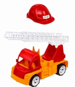 Imagine AUTOSPECIALA POMPIERI CU SCARA SI CASCA ROSU PORTOCALIU 54CM