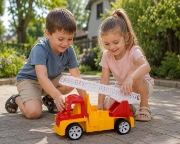 Imagine AUTOSPECIALA POMPIERI CU SCARA PORTOCALIU ROSU 46CM