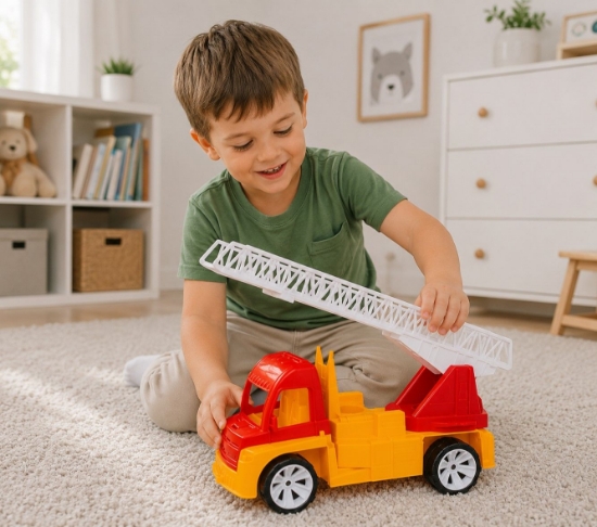 Imagine AUTOSPECIALA POMPIERI CU SCARA PORTOCALIU ROSU 46CM