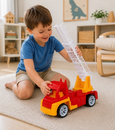 Imagine AUTOSPECIALA POMPIERI CU SCARA PORTOCALIU ROSU 46CM