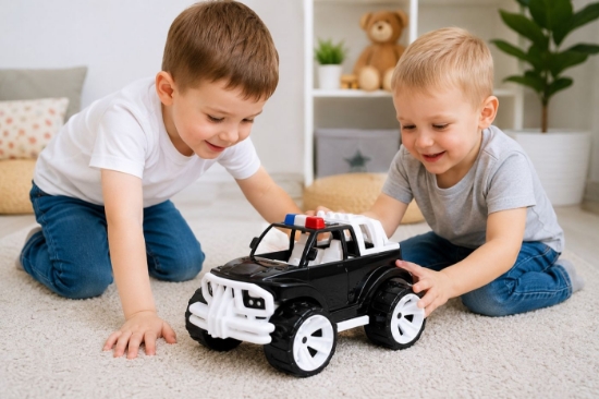 Imagine MASINA JEEP OFF ROADER NEGRU ALB 39CM