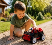 Imagine MASINA JEEP OFF ROADER NEGRU ROSU 39CM