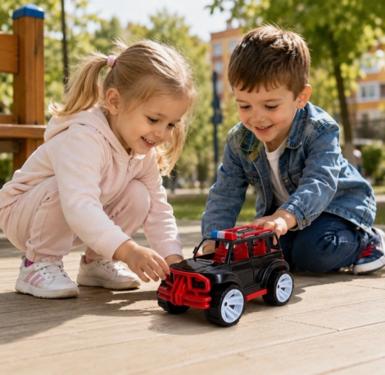 Imagine MASINA JEEP OFF ROADER NEGRU ROSU 32CM