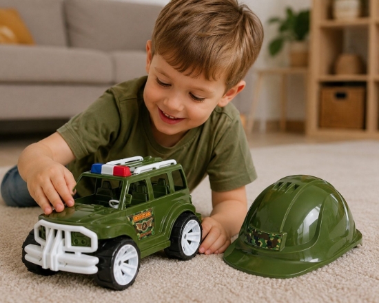Imagine MASINA JEEP OFF ROADER CU CASCA MILITAR 32CM