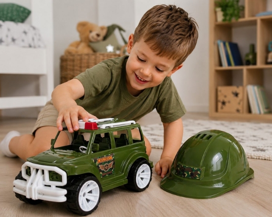 Imagine MASINA JEEP OFF ROADER CU CASCA MILITAR 32CM