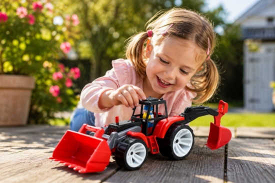 Imagine TRACTOR BAMS 2 CU 2 CUPE NEGRU ROSU
