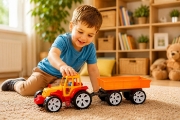 Imagine TRACTOR BAMS 3 CU REMORCA PORTOCALIU ROSU