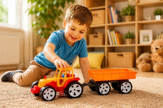Imagine TRACTOR BAMS 3 CU REMORCA PORTOCALIU ROSU