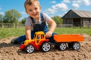 Imagine TRACTOR BAMS 3 CU REMORCA PORTOCALIU ROSU