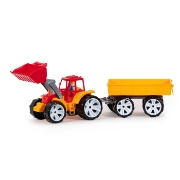 Imagine TRACTOR BAMS 4 CU REMORCA ROSU PORTOCALIU