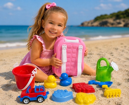 Imagine SET MICUL CALATOR RUCSAC PENTRU NISIP ROZ