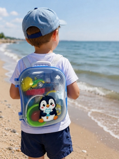Imagine SET MICUL CALATOR RUCSAC PENTRU NISIP ALBASTRU