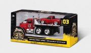 Imagine MAISTO MUSCLE TRANSPORTS SET CAMION CU PLATFORMA MACK R685ST FLATBED 1980 SI MASINUTA CHEVROLET 454 SS PICKUP 1993 SCARA 1 LA 64