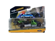 Imagine MAISTO DESIGN ELITE TRANSPORT SET CAMION CU RAMPA INTERNATIONAL DURASTAR FLATBED SI MASINUTA FORD BRONCO WILDTRAK 2021 SCARA 1 LA 64