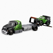 Imagine MAISTO DESIGN ELITE TRANSPORT SET CAMION CU RAMPA INTERNATIONAL DURASTAR FLATBED SI MASINUTA FORD BRONCO WILDTRAK 2021 SCARA 1 LA 64