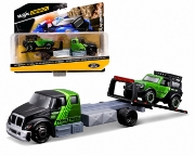 Imagine MAISTO DESIGN ELITE TRANSPORT SET CAMION CU RAMPA INTERNATIONAL DURASTAR FLATBED SI MASINUTA FORD BRONCO WILDTRAK 2021 SCARA 1 LA 64
