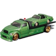 Imagine MAISTO DESIGN ELITE TRANSPORT SET CAMION CU RAMPA MAISTO FLATBED SI MASINUTA BUICK REGAL T TYPE 1987 SCARA 1 LA 64